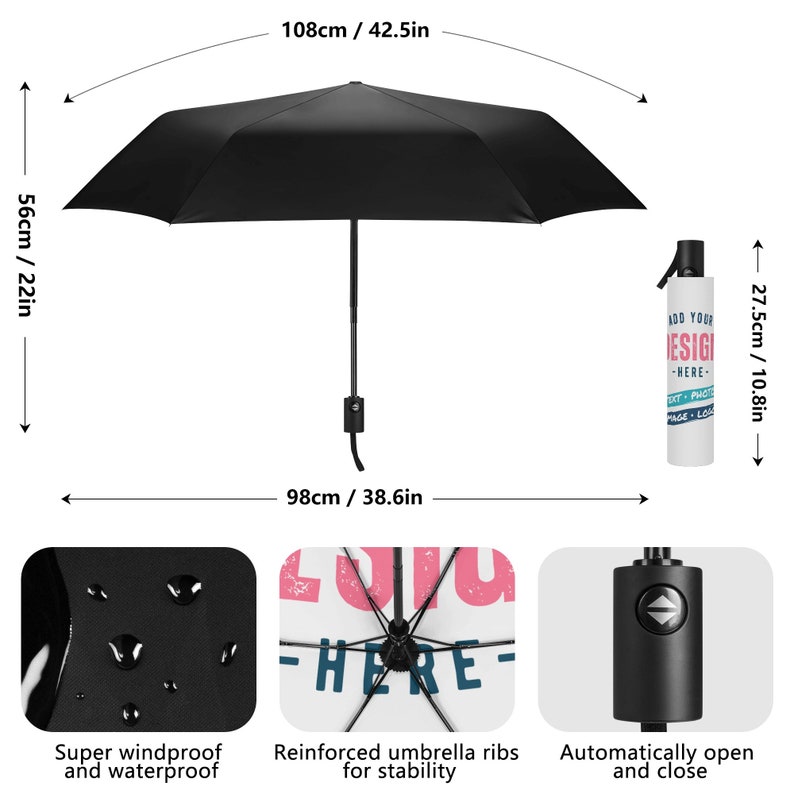 Custom Umbrella Inside Print with Photo Personalized K-Pop Umbrella Design Your Own Inside Printed Umbrella Image Logo Text Pattern Picture image 4