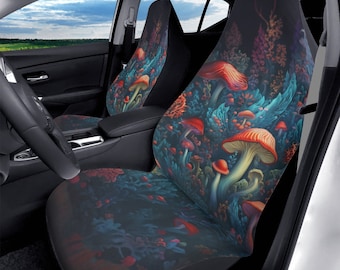 Cottagecore Car Seat Covers for Vehicle Magic Mushroom Seat Cover Cute Cottage Core Car Accessories for Women Van Truck SUV Seat Protectors