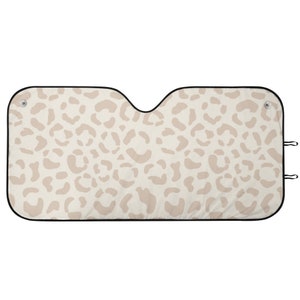 Neutral Leopard Auto Sunshade Animal Print Vehicle Sun Shades Cute Safari UV Blocker Screen Car Interior for Women Natural Cheetah Print