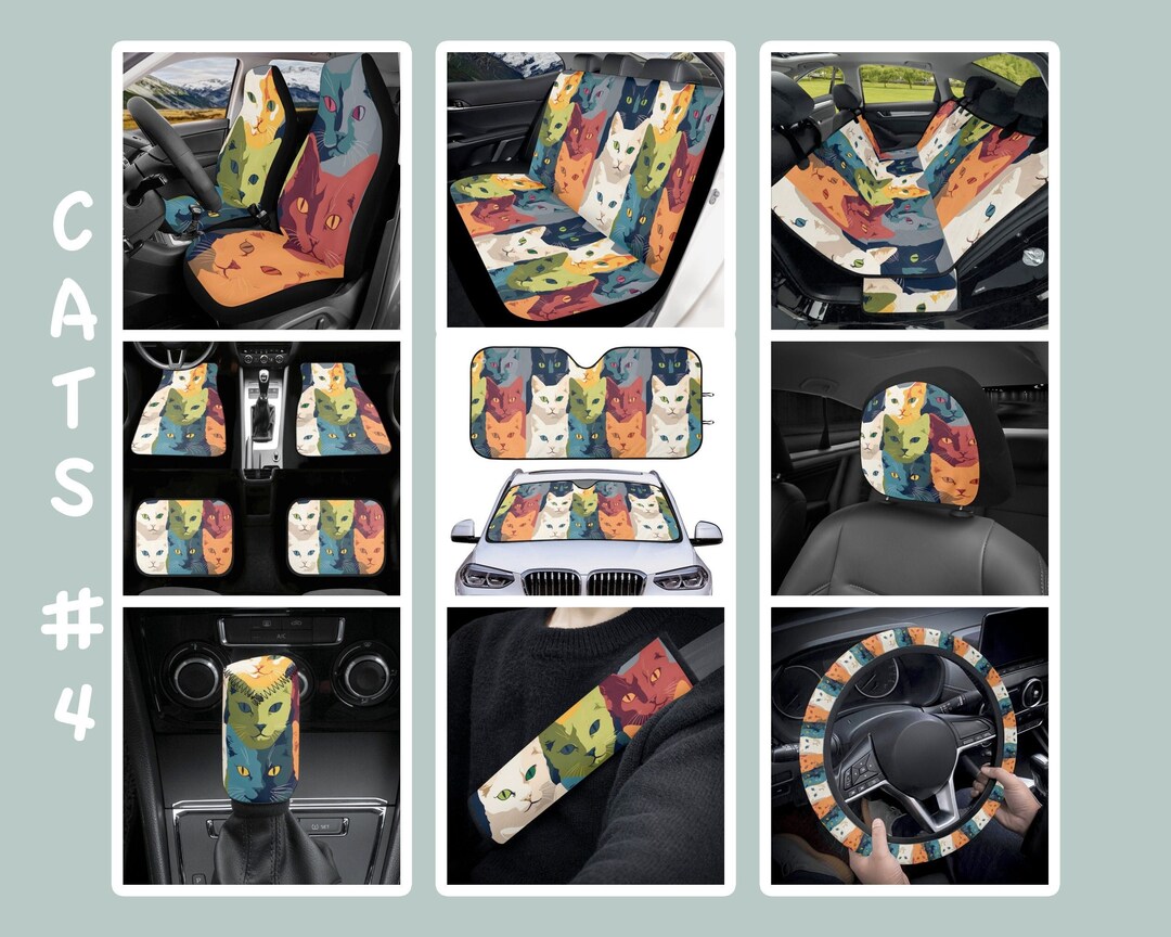 Cat Car Seat Covers Feline Lover Auto Accessories for Cat Mom Cute ...