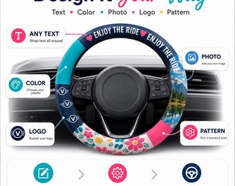 Custom Steering Wheel Covers for Vehicle Personalized Car Steering Wheel Cover SUV Truck Van Steering Wheel Protector for New Car Owner