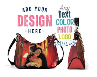 Personalized Crossbody Bag With Chain Decoration Custom Cross Body Handbag PU Leather Purse with Strap Text Logo Image Photo