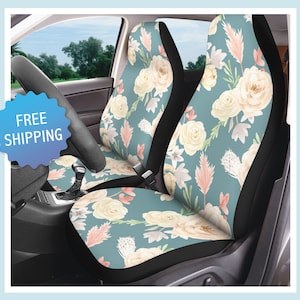 Juniper Green Car Seat Covers for Vehicle Cute Boho Flowers Seat Protectors for Women Universal Fits Most Bucket Seats Van SUV Truck Floral