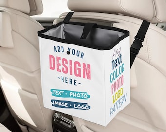 Custom Car Trash Can Personalized Hanging Trash Bin for Vehicles Customizable Car Wastebasket Auto Storage Box Organizer Bag Text Logo Photo