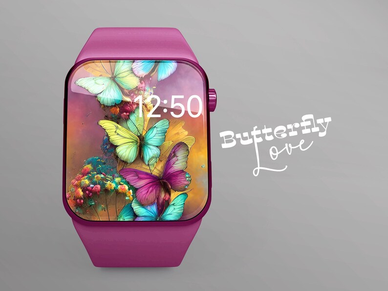 Butterfly Iwatch Face Apple Wallpaper Rainbow Butterflies Etsy