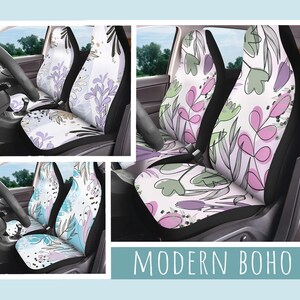 Bohemian Car Seat Cover Set of 2 Modern Boho Eclectic Universal Driver & Passenger Side Seat Cover Protector Fits Most Vehicles Bucket Seats