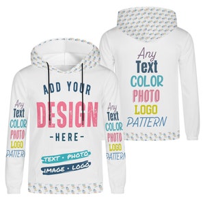 Custom Hoodie Any Color Photo Text Logo Image Pattern Monogram Personalized Lightweight Pullover Hooded Sweatshirt