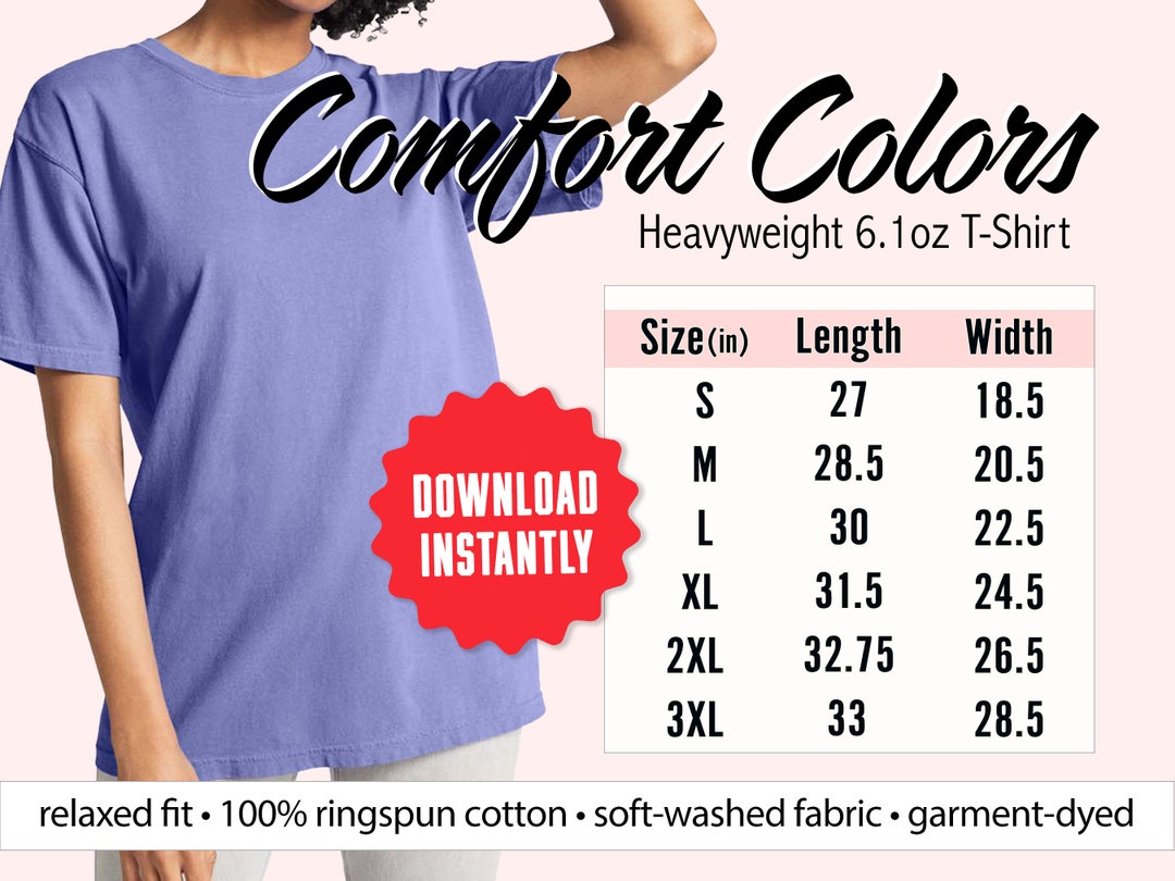 Violet Comfort Colors Size Chart Mockup 1717 Comfort Colors T shirt violet-comfort-colors-size-chart-mockup-1717-comfort-colors-t-shirt