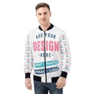 Custom Bomber Jacket Womens or Mens Flight Jacket Personalized Pilot Jacket Unisex Design Your Own Jackets Photo Image Logo Name Monogram image 3