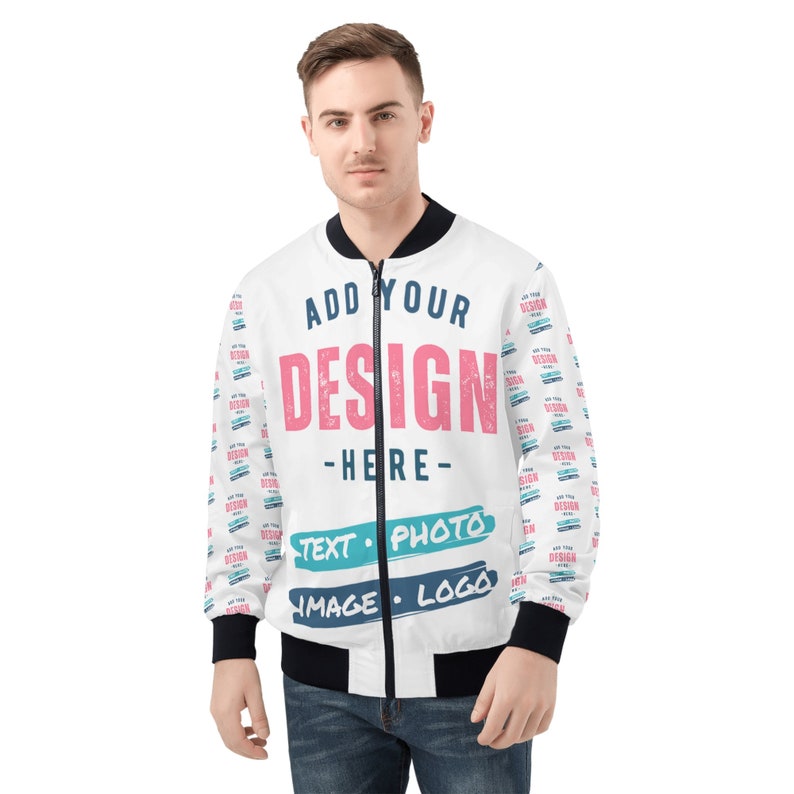 Custom Bomber Jacket Womens or Mens Flight Jacket Personalized Pilot Jacket Unisex Design Your Own Jackets Photo Image Logo Name Monogram image 3