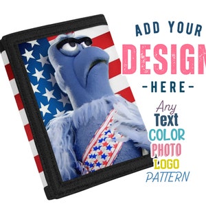 Carteira personalizada de tecido de poliéster com velcro, carteiras retrô personalizadas para ele, carteira dobrável masculina 90s, qualquer cor, logotipo, imagem, nome da foto