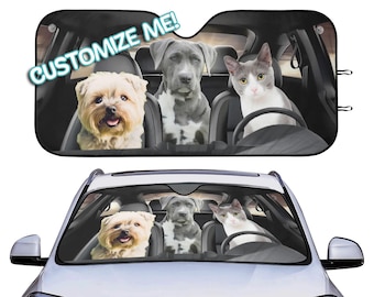 Personalized Car Sun Shade for Dog Lover Gifts for Dad Cat Mom New Vehicle Owner Driver Gifts Cute Funny Custom Sunshade Pet Photo Gift Idea