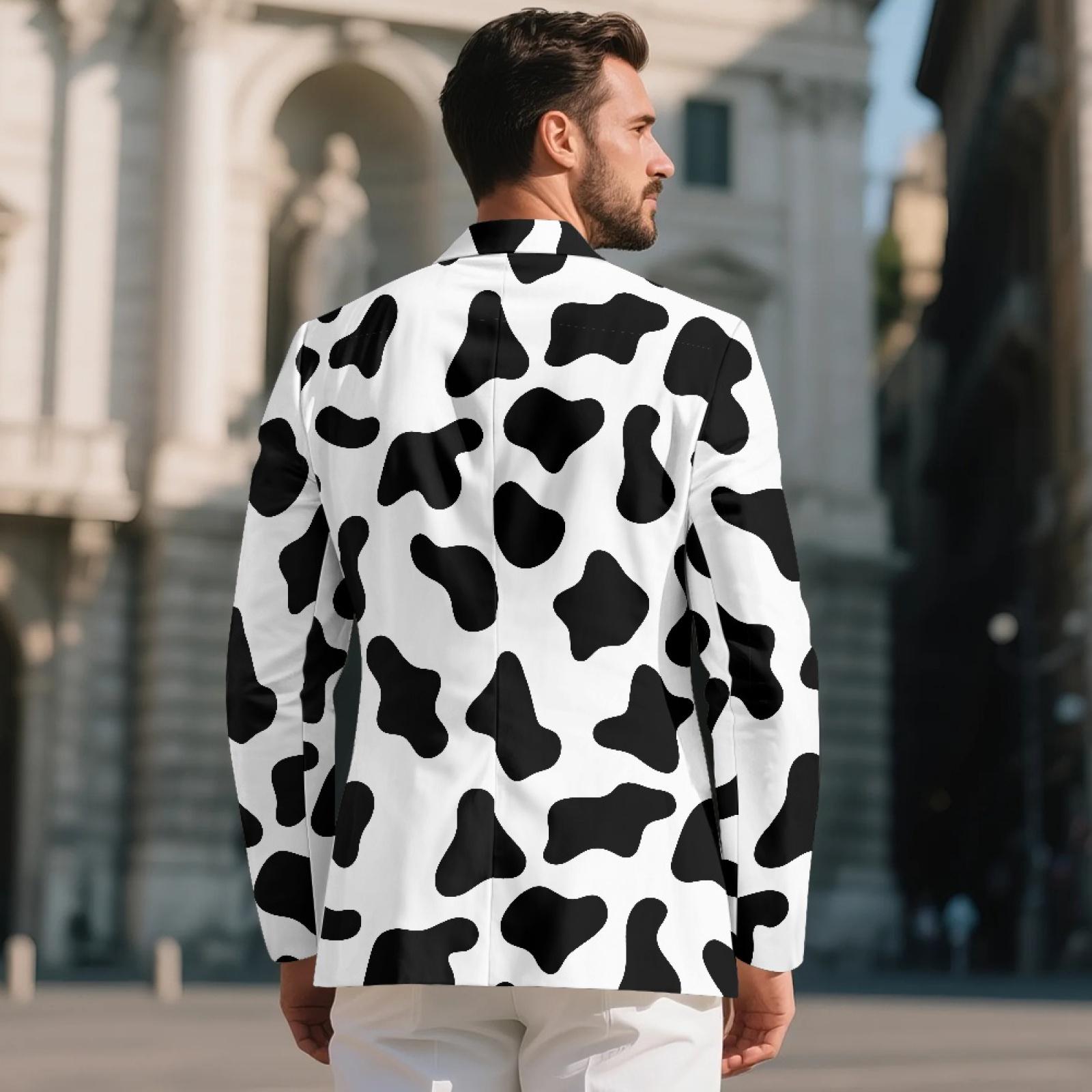 Cow Print Suit Jacket Black & White Cow Blazer for Men or Women 