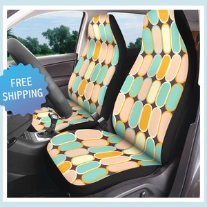 Fundas de asiento de coche estilo bohemio retro para vehículo, asiento bohemio hippie de los años 60 y 70, protector universal para asiento de conductor y pasajero, se adapta a la mayoría de los asientos individuales