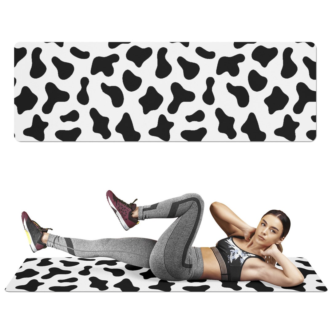 Black Pink Cow Print Thin Yoga Mat main image 0