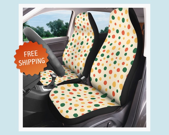 ALAZA Sun Moon Boho Car Seat Covers Front Set (2 Pcs) - Astrology Cosmos Print, Stretchy With Organizer Pocket