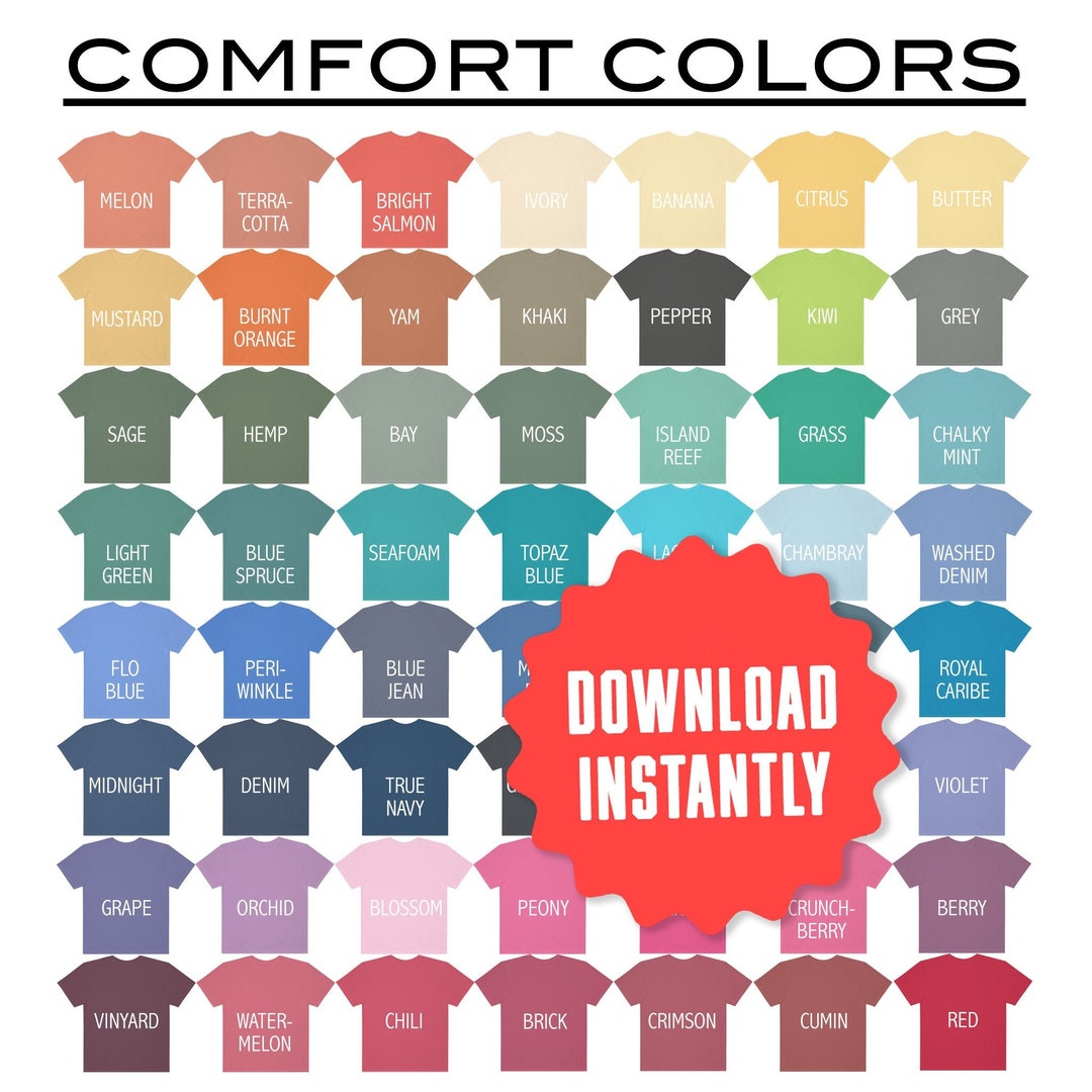 1717 Comfort Colors Chart Mockup, Comfort Color Choices T-shirts Mock ...