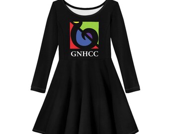Custom Long Sleeved Dress For Kids Knee Length Skirt Personalized Dresses for Girls Children's Sizes Any Color Photo Image Logo Text Pattern