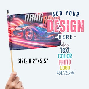 Personalized Mini Hand Flag Custom Miniature Stick Flags Small Flags 6x8 Parade Party Decor Sports Team Cheer Any Color Text Photo Logo