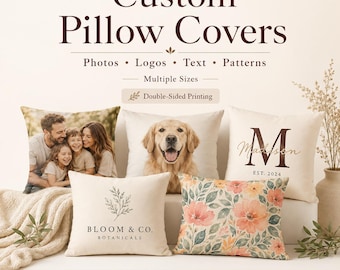 Custom Pillow Case Personalized Pillow Cover | Double-Sided Photo Pillowcase, Logo Pillow, Name Pillow, Decorative Cushion Cover Any Design