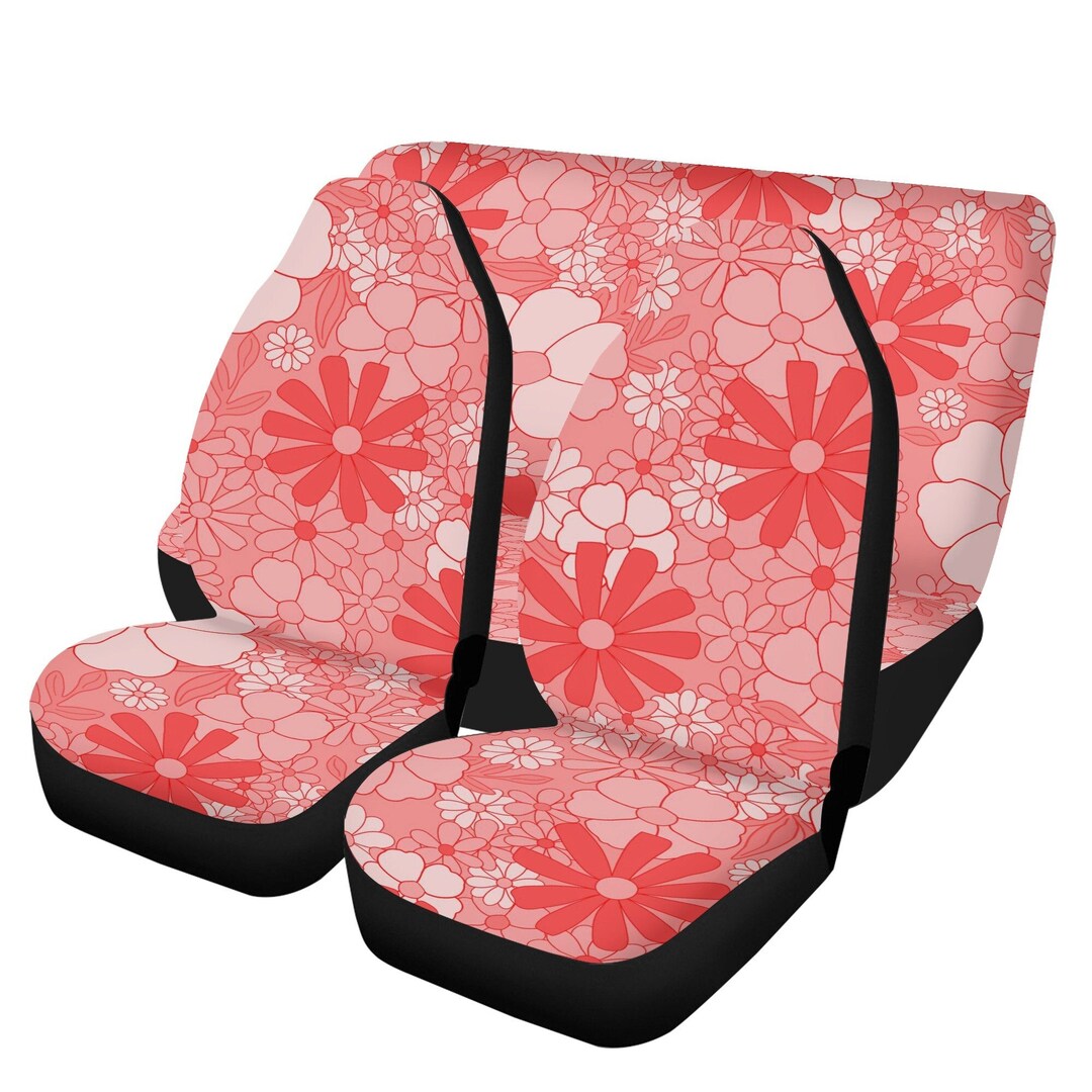 Funky Red Car Seat Covers for Vehicle Boho Floral Pink Car Etsy France