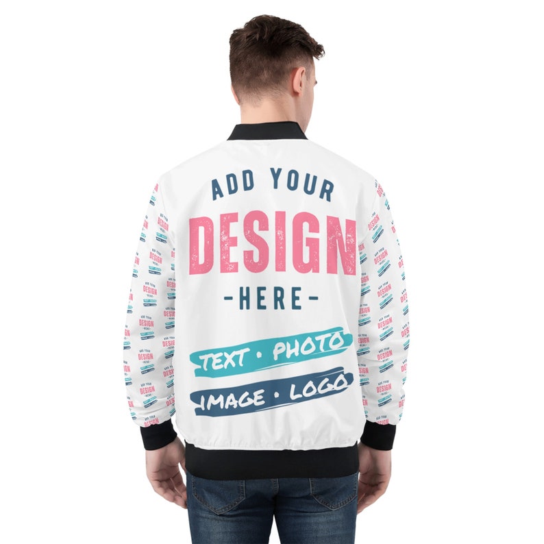 Custom Bomber Jacket Womens or Mens Flight Jacket Personalized Pilot Jacket Unisex Design Your Own Jackets Photo Image Logo Name Monogram image 6