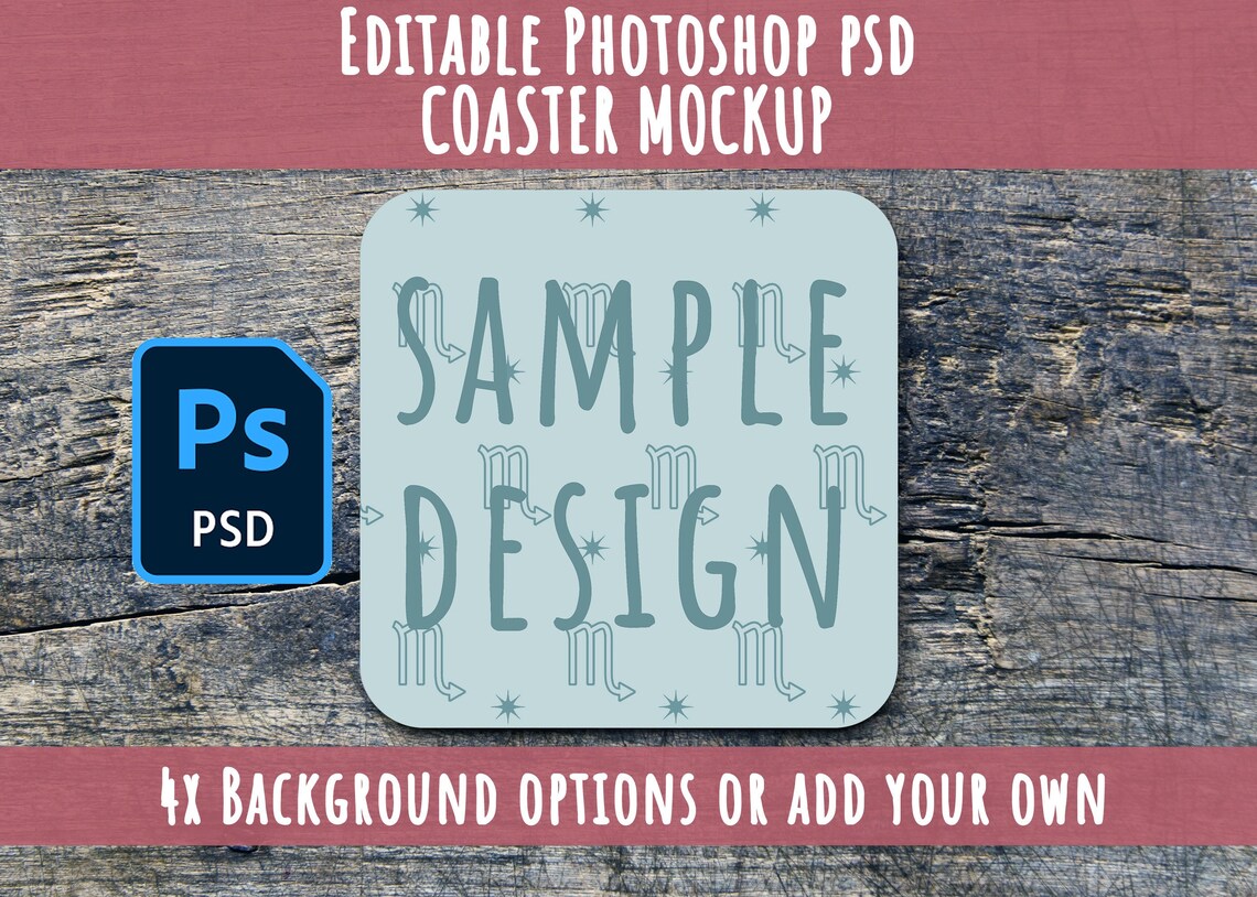 Editable Coaster Mockup Photoshop PSD Coaster Background - Etsy