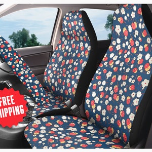 Flower Lovers Car Seat Covers for Vehicle Pretty Floral Pattern Front Seat Protectors Cute Animal Print Car Seat Covers