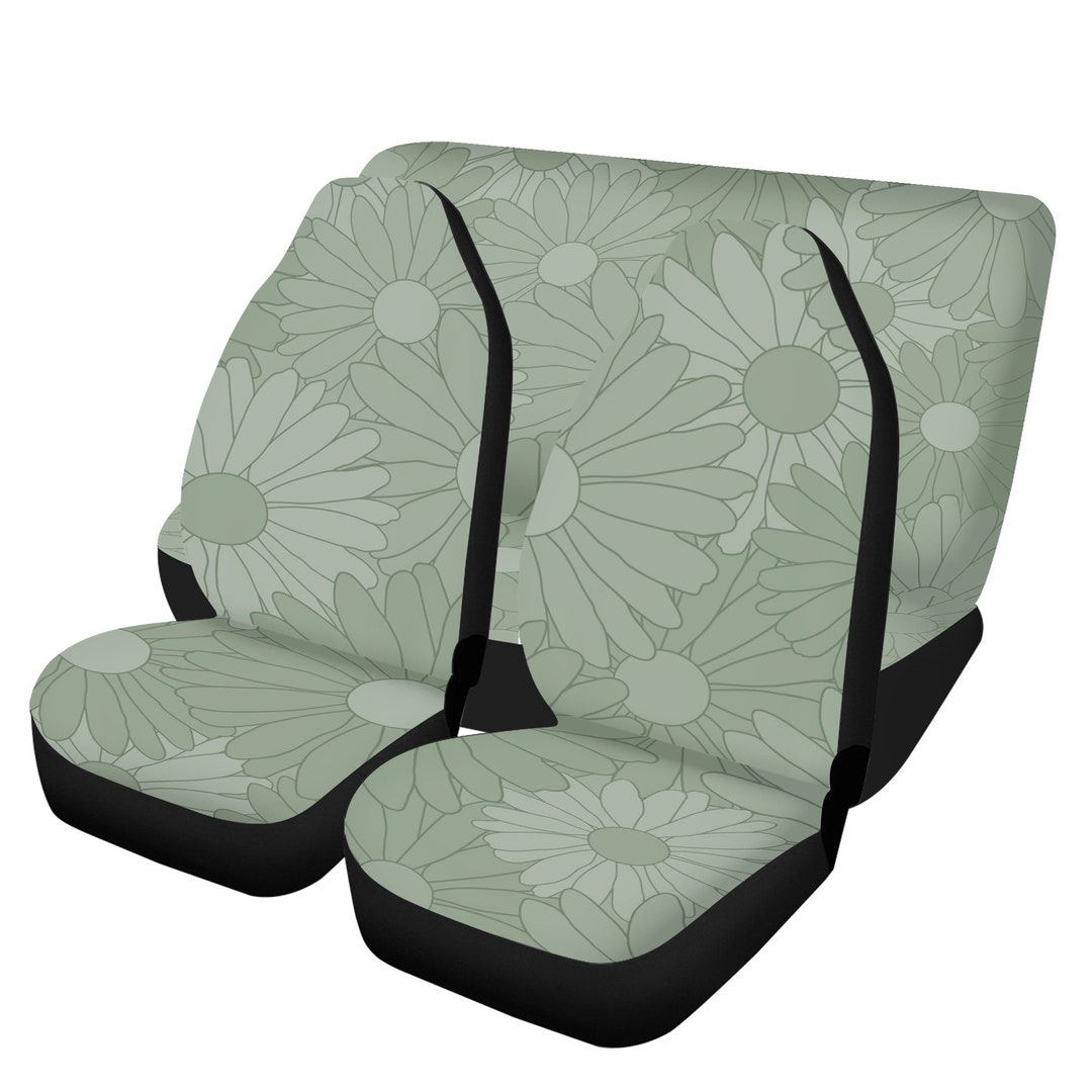 Sage Green Seat Cover Set for Vehicles Funky Retro Floral Car Etsy