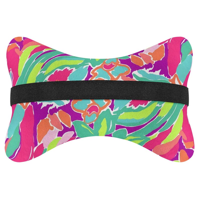 Almohada personalizada para reposacabezas de coche para viajes, cojín de espuma viscoelástica para el cuello con correa elástica, auto AOP, cualquier color, foto, imagen y logotipo. imagen 4