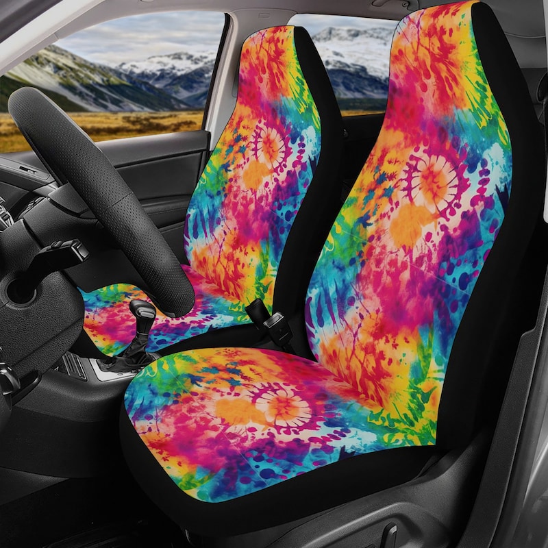 Black Queen Tie Dye Back Car Seat Cover DT02 main image 0