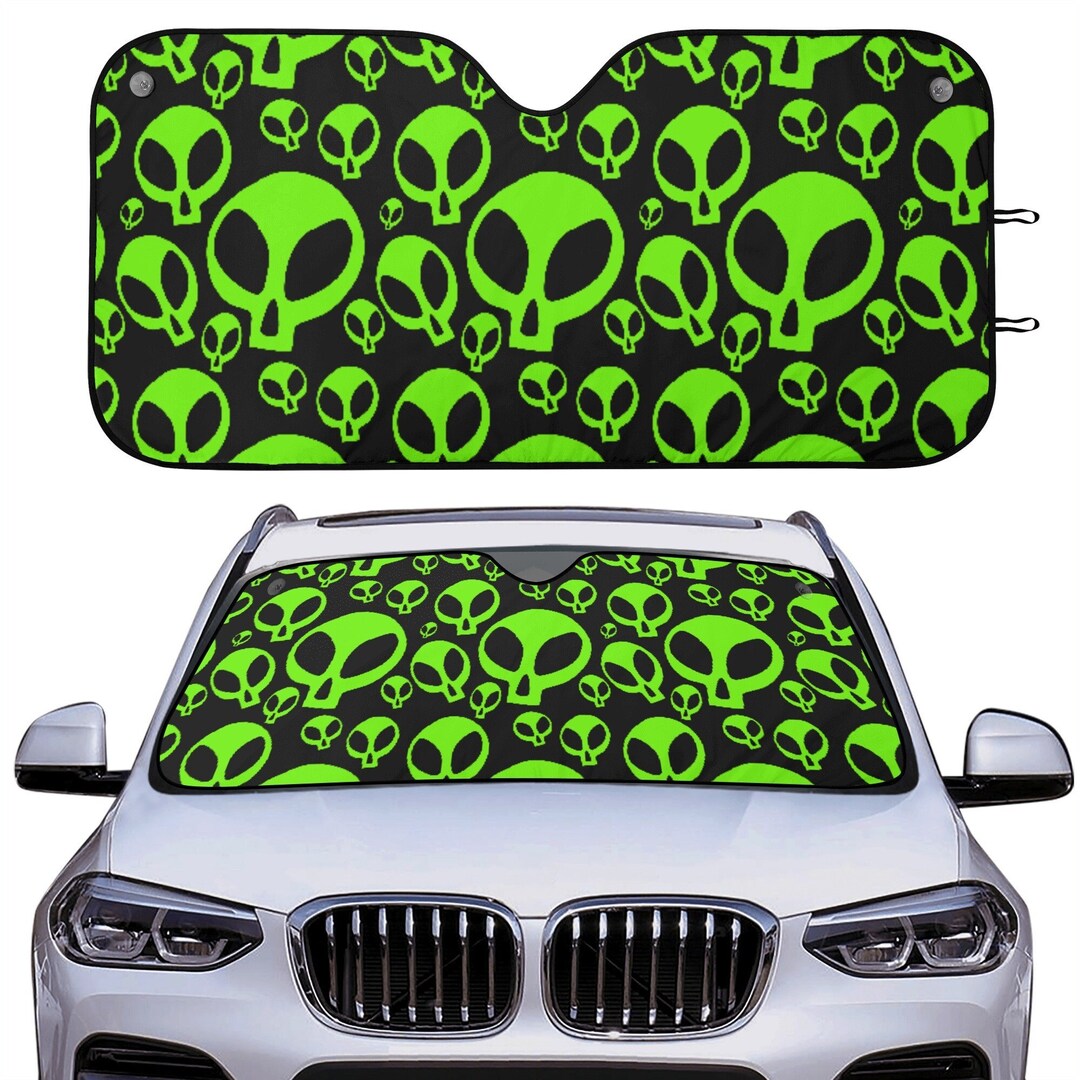 Alien Car Sun Shade for Vehicles Bright Neon Green Space Alien Sun ...