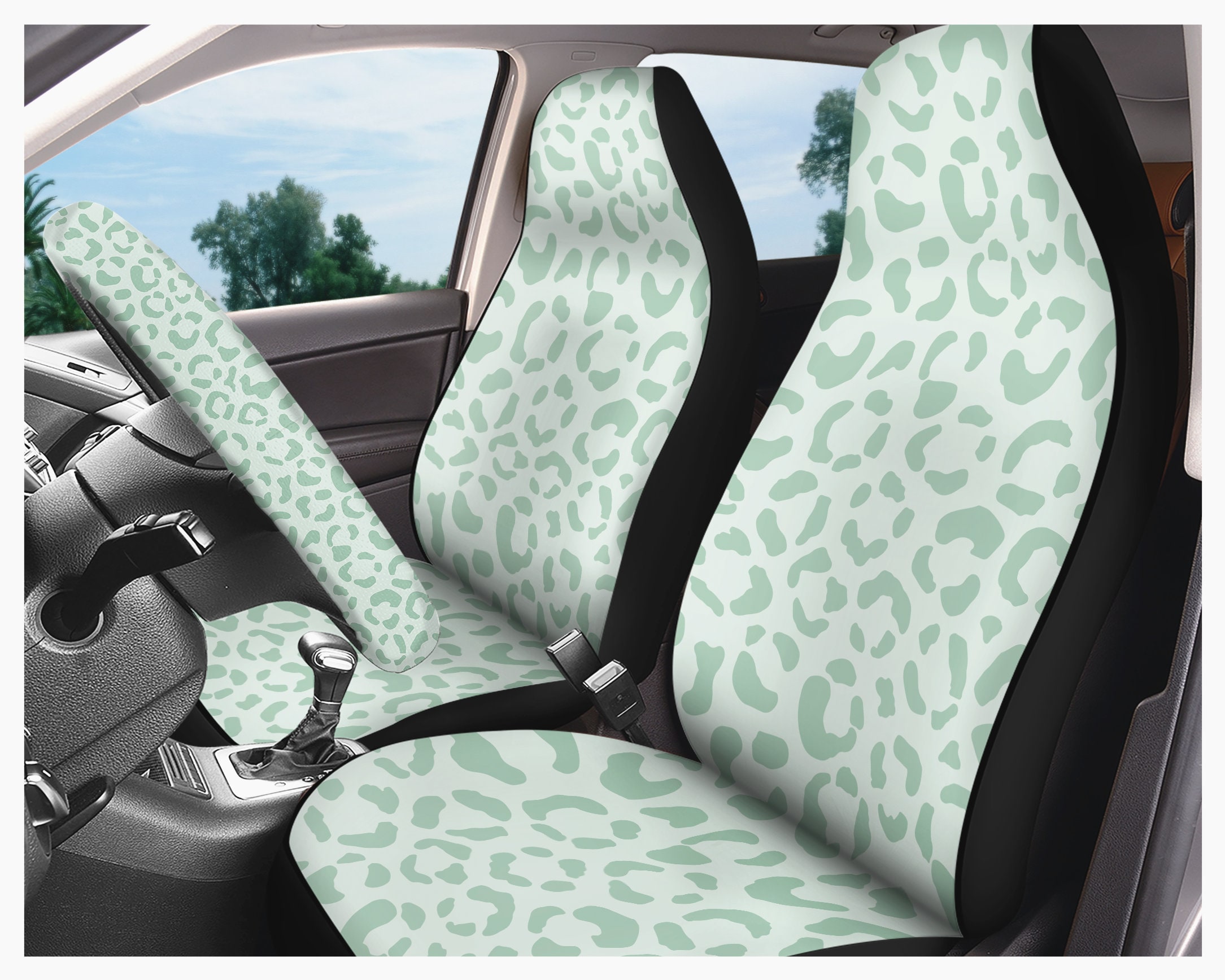 Green Cheetah Print Car Seat Covers Custom Car Accessories Gifts