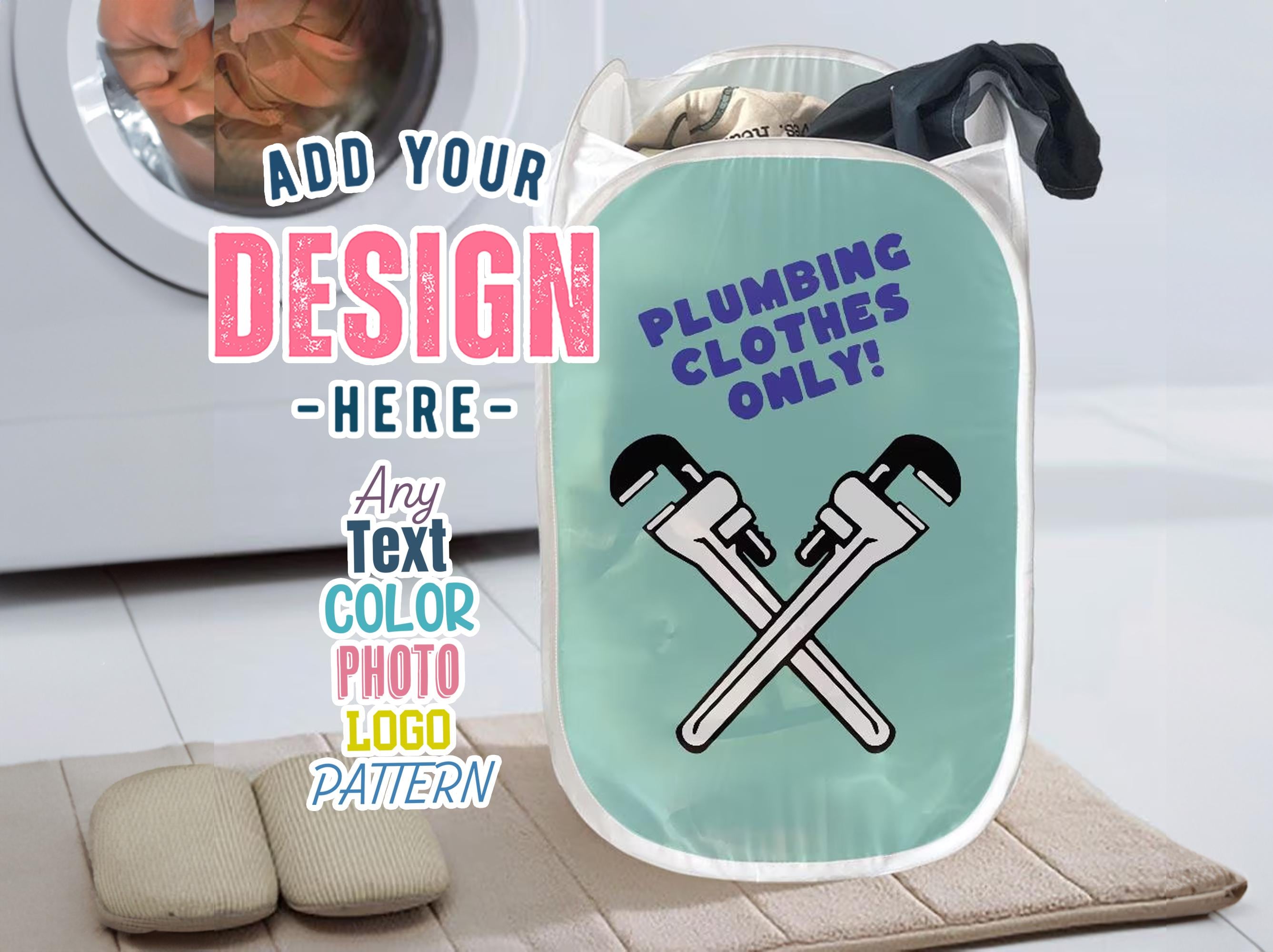 Custom Laundry Basket Personalized Square Hamper Design Your Own Gift ...