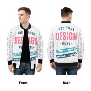 Custom Bomber Jacket Womens or Mens Flight Jacket Personalized Pilot Jacket Unisex Design Your Own Jackets Photo Image Logo Name Monogram image 5
