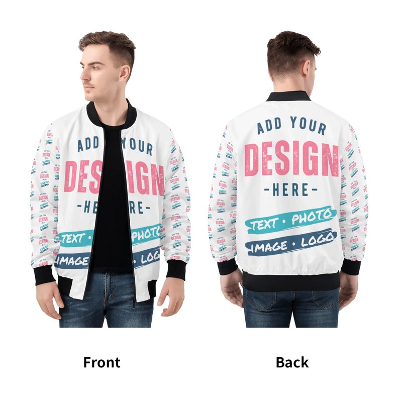 Custom Bomber Jacket Womens or Mens Flight Jacket Personalized Pilot Jacket Unisex Design Your Own Jackets Photo Image Logo Name Monogram image 5