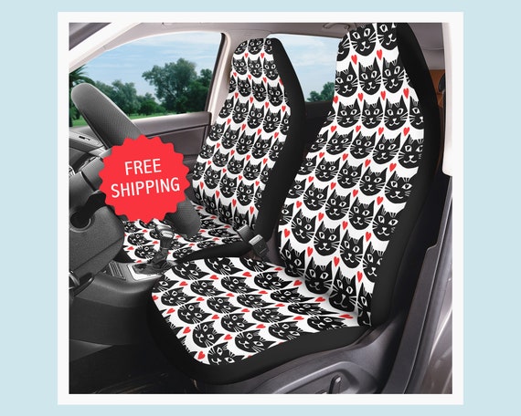 Cat Car Seat Covers - Black & White (Set of 2) Cat Car Seat Covers - Black & White (Set of 2)