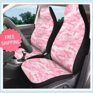 Pink Camo Front Autositzbezug 2er Set, Universal Fahrer- und Beifahrerseite Sitzbezug Schutz passend für die meisten Fahrzeuge Schalensitze