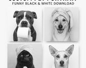 Funny Pet Portrait | Custom Black and White Art (Digital Download)