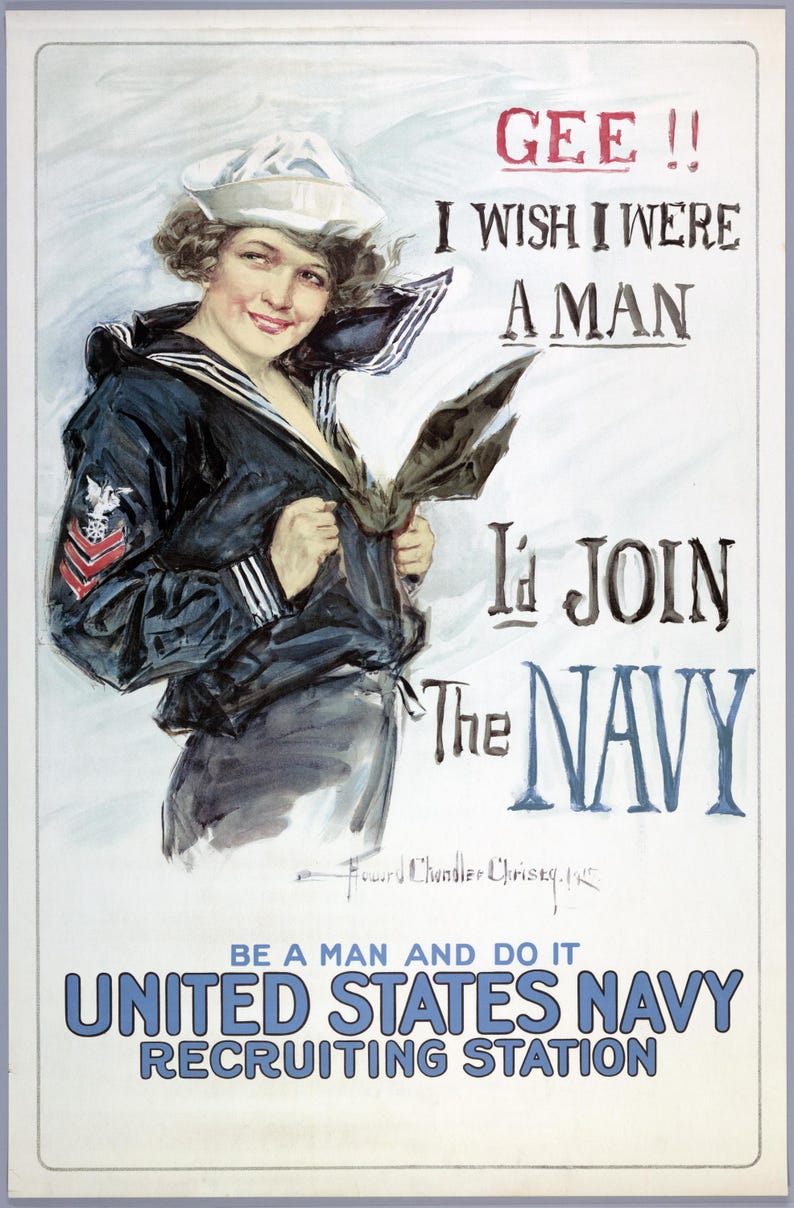 Gee!! I wish I were a man, I'd join the Navy Be a man and do it - United States Navy recruiting station / main image 1
