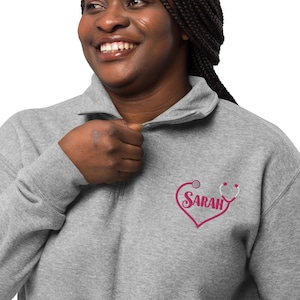 Nurse Sweatshirt, Personalized Nurse Quarter Zip, Nursing Pullover Sweater, Custom Nurse Gift RN LPN CNA, Graduation Gift for Nurses, Jacket