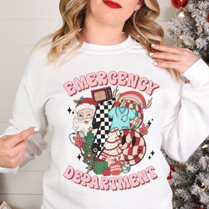 Notfall Abteilung Weihnachten Sweatshirt, benutzerdefinierte Weihnachten Er Krankenschwester Shirt, Notfall Krankenschwester Shirt, äh Weihnachten Shirt Geschenk für Krankenschwester