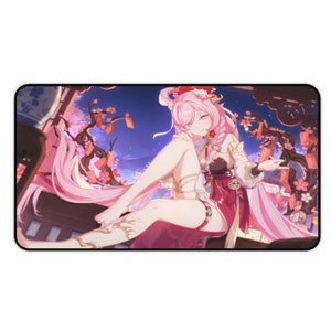 Honkai Impact 3rd Elysia Mousepad Honkai Impact Elysia Peachy Spring Outfit Honkai Impact Desk Mouse Pad Honkai Impact 3 Merchandise