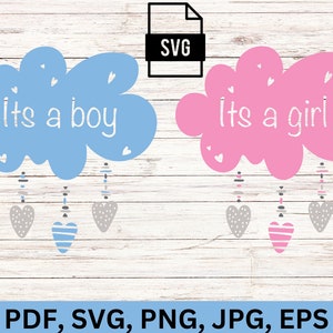 It&#39;s a boy, It&#39;s a girl, SVG/PNG/JPG/pdf/eps, Gender Reveal Digital Design Eps Cricut, Commercial Use Download File, Baby Family Babyshower