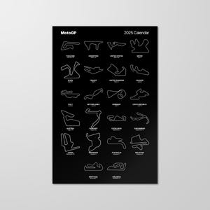 MotoGP 2025 Calendar, MotoGP Circuits,  Sachsenring, Le Mans, Jerez, Mugello, Silverstone, MotoGP Wall Art, Wall Hanging