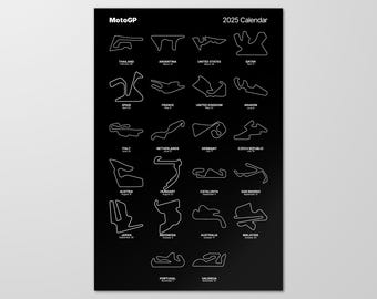 MotoGP 2025カレンダー、MotoGPサーキット、ザクセンリンク、ル・マン、ヘレス、ムジェロ、シルバーストーン、MotoGPウォールアート、壁掛け