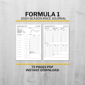 F1 Journal 2024, F1 2024 Planner, Formula 1 2024, Monza, Monaco, Spa, Suzuka, Austin, Zandvoort, 75 Pages, 24 Races, Instand Download image 1