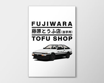 AE86 Initial D Poster, Hachi-Roku Wall Art, Fujiwara Tofu Shop, AE86 Wall Art