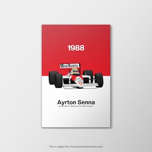 Ayrton Senna Poster, McLaren MP4/4, Senna Formula 1, Senna 88 Monaco, Ayrton Senna Wall Art