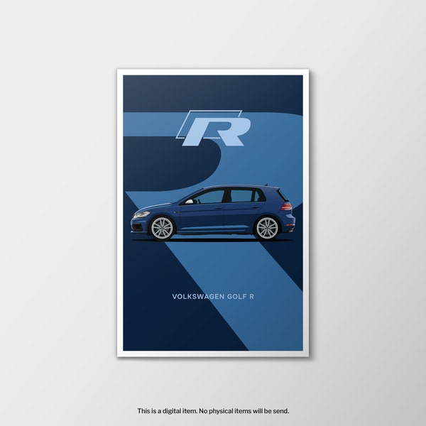 Volkswagen Golf R Poster, VW Golf Wall Art, VW Golf Mk7, Golf mk7 Wall Hanging